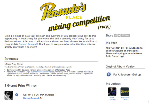 Damien Rainaud - Winning Pensado's Place Contest